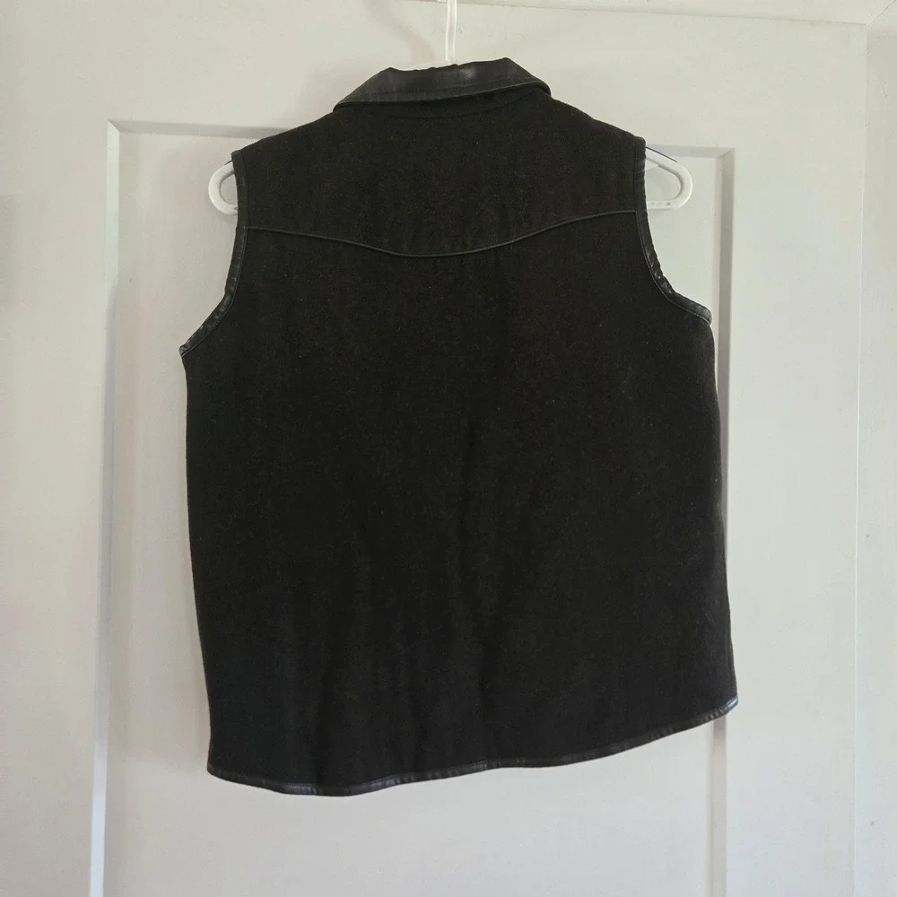 Cody James Vest Boys XL Brown Wool Blend Western Vest Faux Leather Trim CBFA19V7